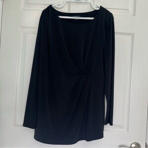 Lane Bryant Black Asymmetrical Long Sleeve Women's Plus 22/24 Blouse Shirt Top
